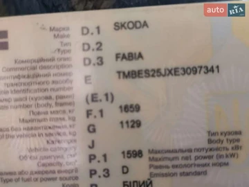Авто Skoda Fabia 2014 № 8011095