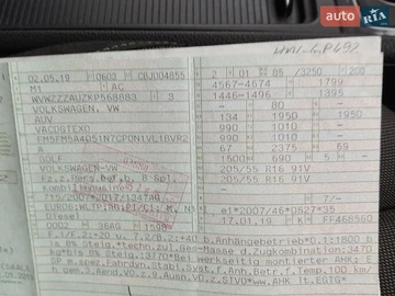 Авто Volkswagen Golf 2019 № 8793911