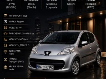Авто Peugeot 107 2008 № 8950849